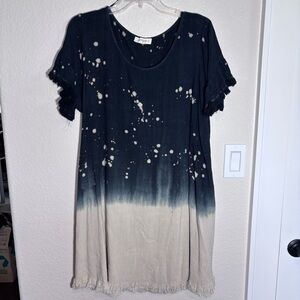 Umgee Dip Dye Short Sleeve Dress, Boho, coastal